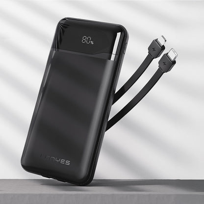 Lenyes PX180D Dijital LED Ekranlı Type-C ve Lightning Kablolu Powerbank 22.5W 10.000mAh