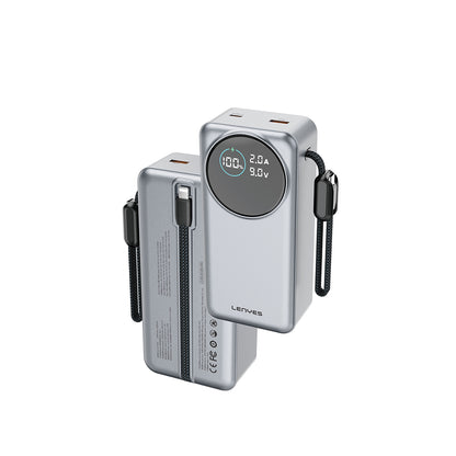 Lenyes PX3004D Dijital LED Ekranlı Lightning Kablolu Powerbank 22.5W 30.000mAh