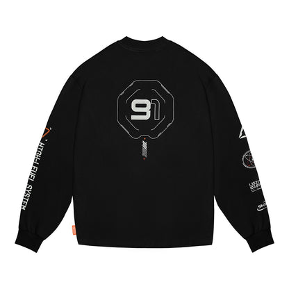 Skinarma Neptune Uzun Kollu Oversize Unisex Bisiklet Yaka Siyah Sweatshirt