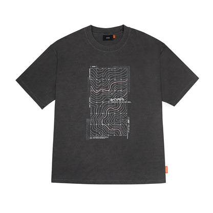 Skinarma Sonar Kısa Kollu Oversize Unisex Bisiklet Yaka Gri Tişört