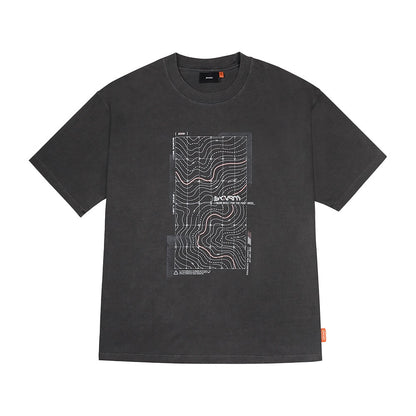 Skinarma Sonar Kısa Kollu Oversize Unisex Bisiklet Yaka Gri Tişört