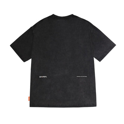 Skinarma Sonar Kısa Kollu Oversize Unisex Bisiklet Yaka Siyah Tişört