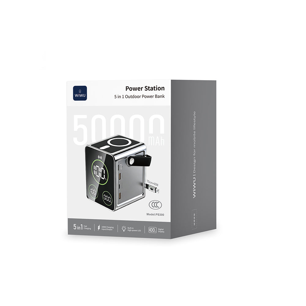 Wiwu PS300 M-safe Şarj Özellikli Dijital LED Göstergeli 60W 5in1 Şarj İstasyonu