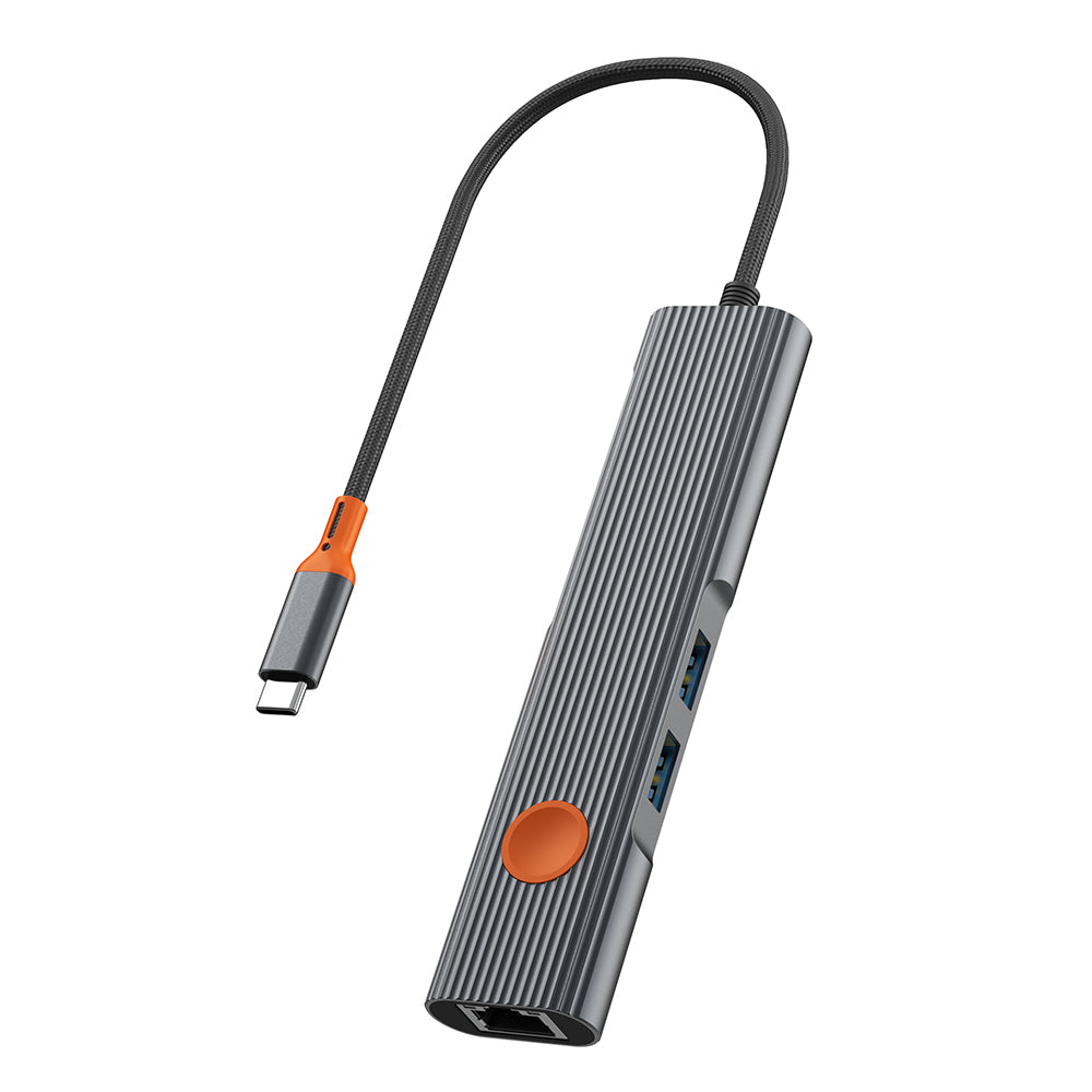 Wiwu Wi-HB005 Travel Serisi 5in1 HDMI (4K@60Hz) Girişli + RJ45 + 100W PD Type-C Hub Bağlantı İstasyonu