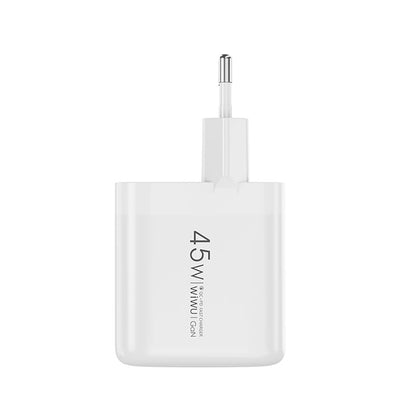 Wiwu Wi-U035 GaN Tech PD Hızlı Şarj Özellikli QC 3.0 Şarj Başlığı 45W
